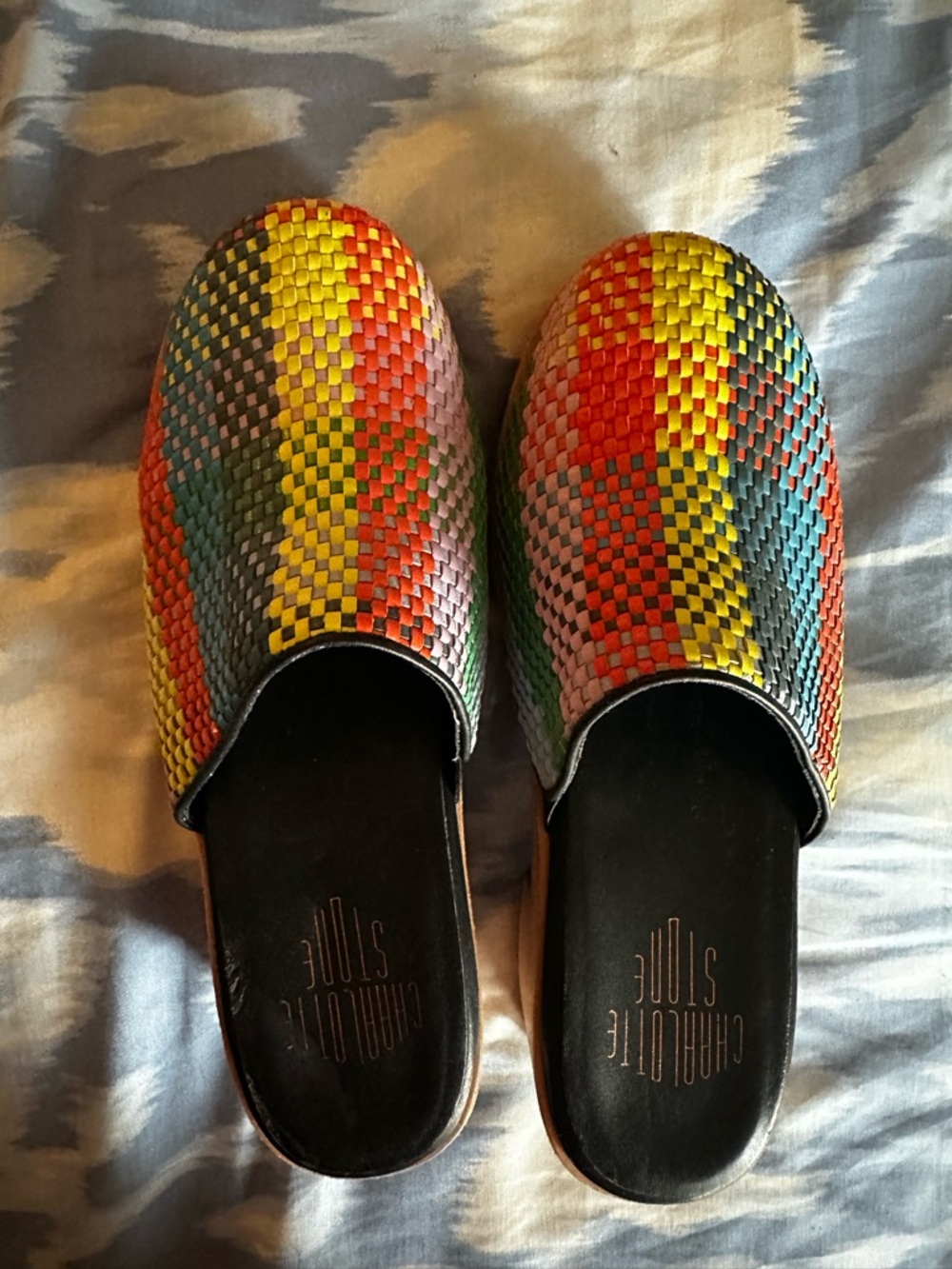 Charlotte Stone Multicolor Woven Slip-On Mules